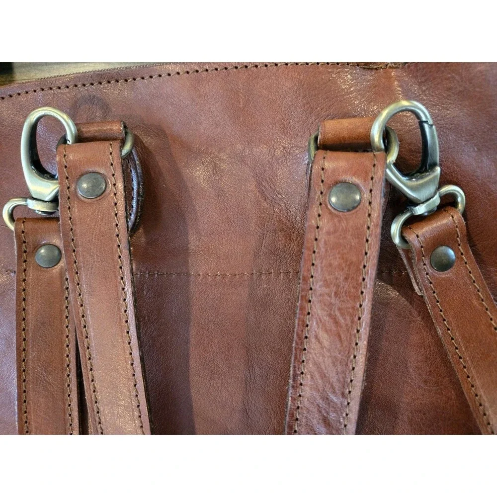 Vintage Brown leather Convertible backpack brass hardware buckles